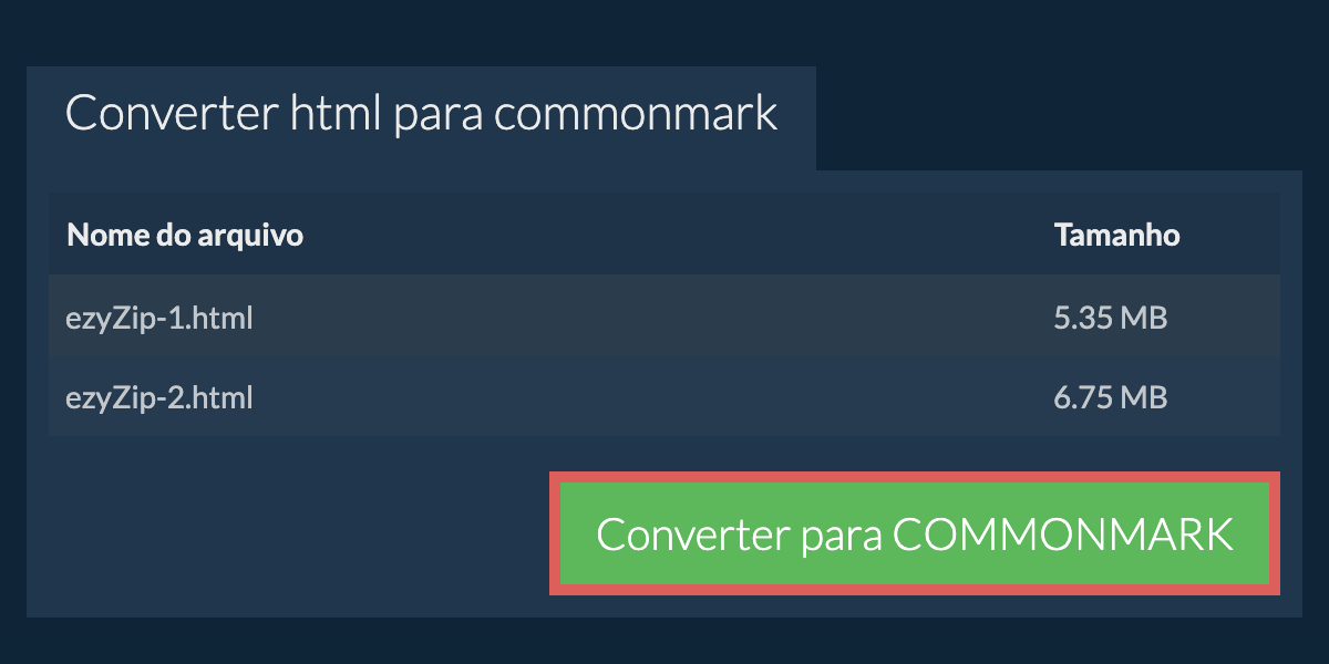 Converter em COMMONMARK