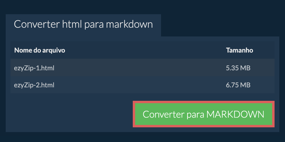 Converter em MARKDOWN