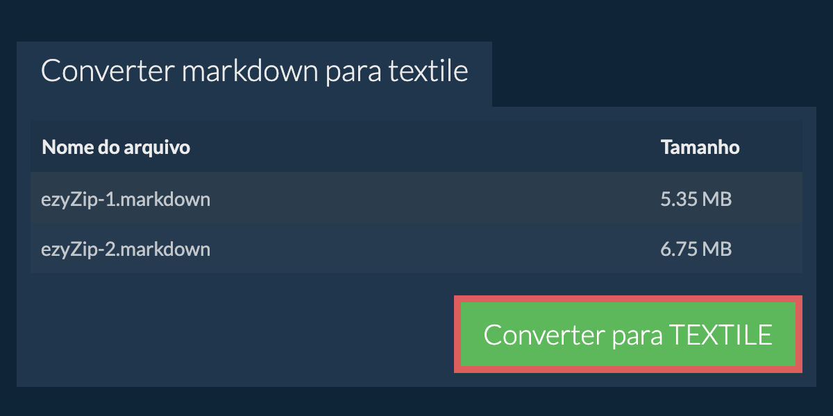 Converter em TEXTILE