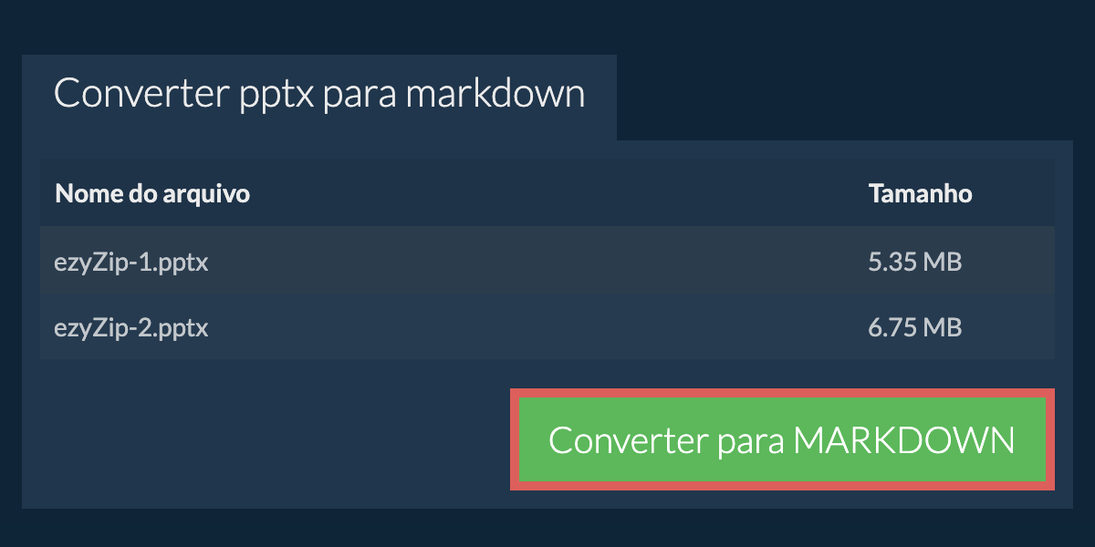 Converter em MARKDOWN