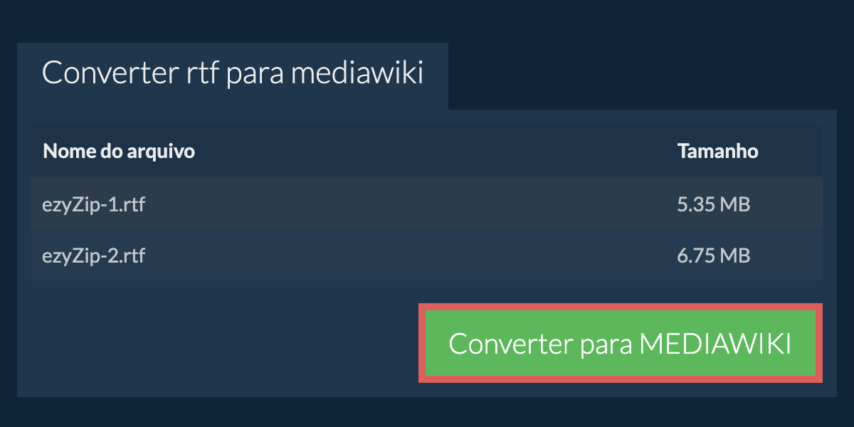 Converter em MEDIAWIKI