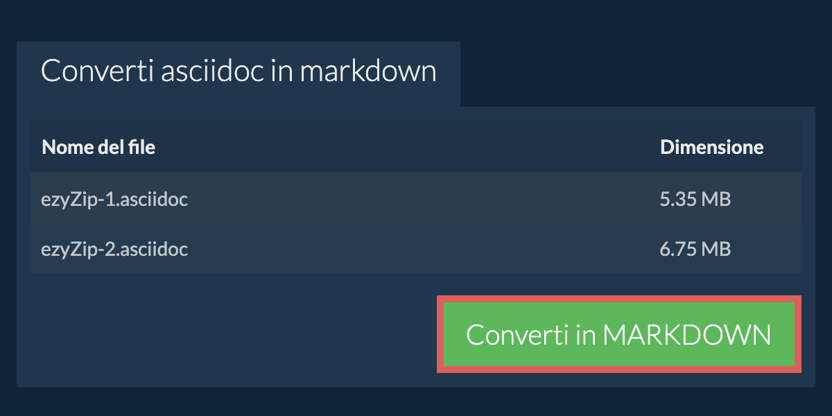 Converti in MARKDOWN