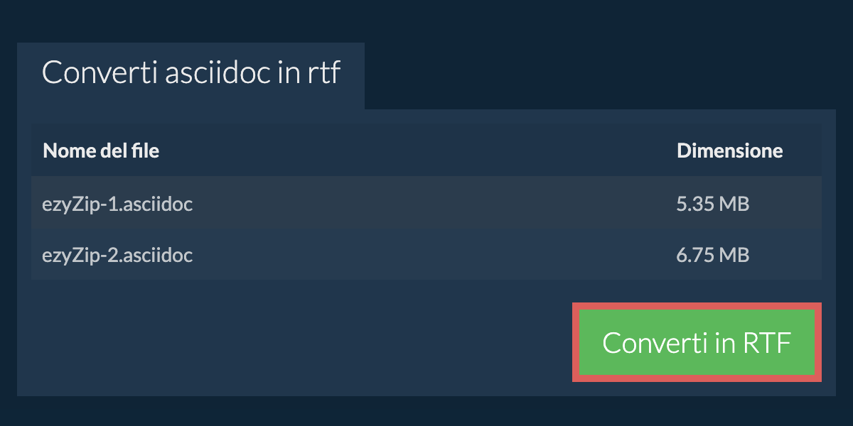 Converti in RTF