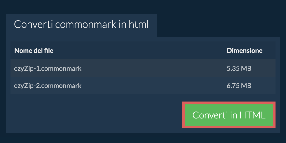 Converti in HTML