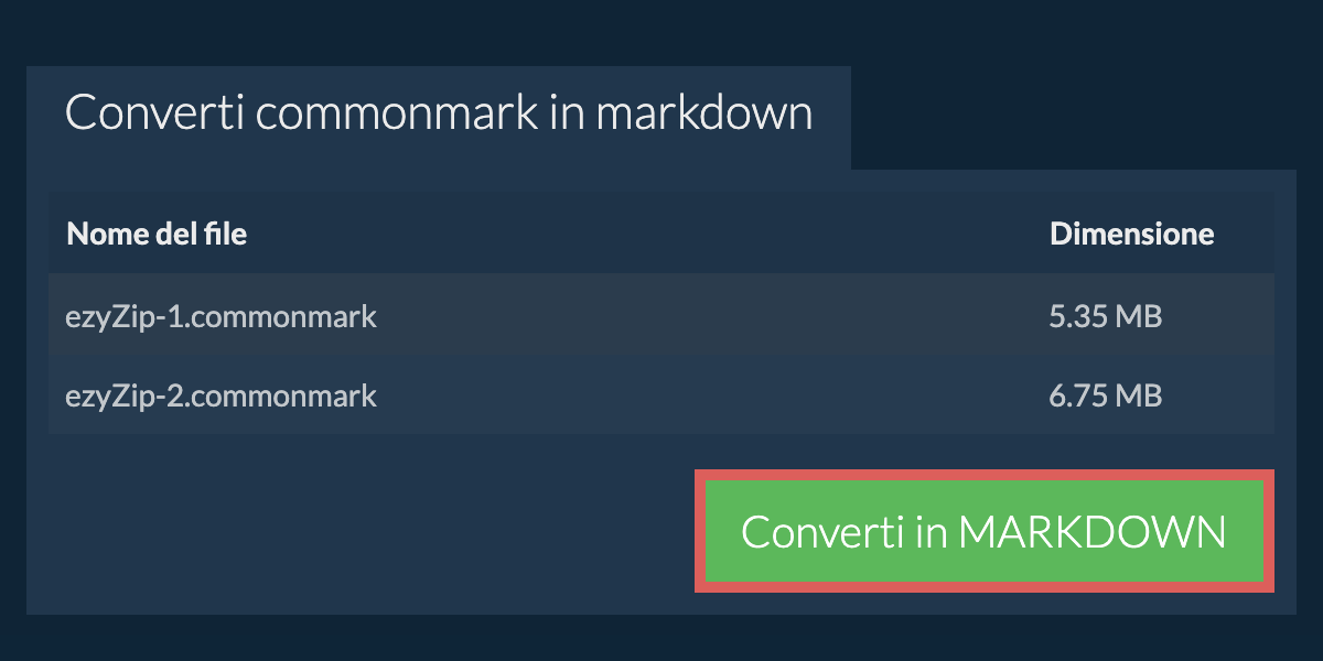 Converti in MARKDOWN