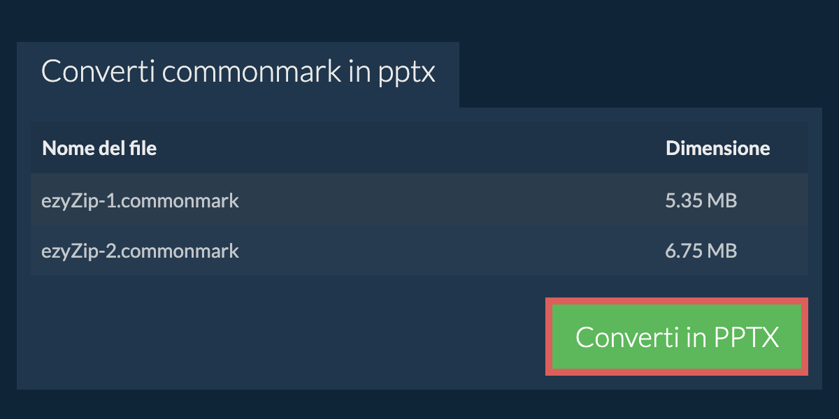 Converti in PPTX