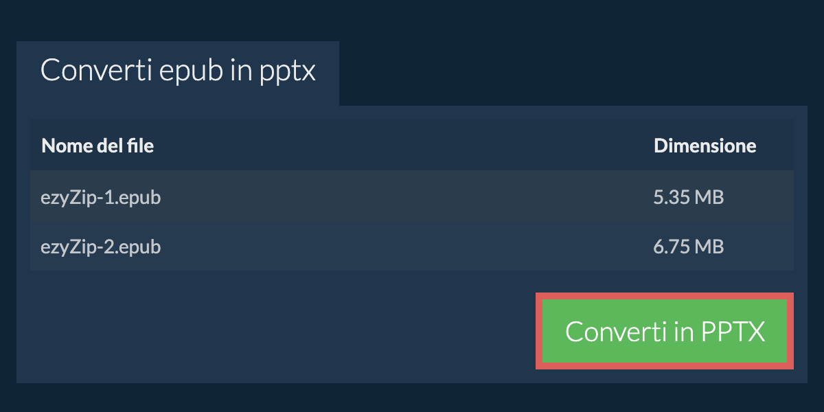 Converti in PPTX