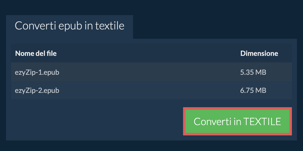 Converti in TEXTILE