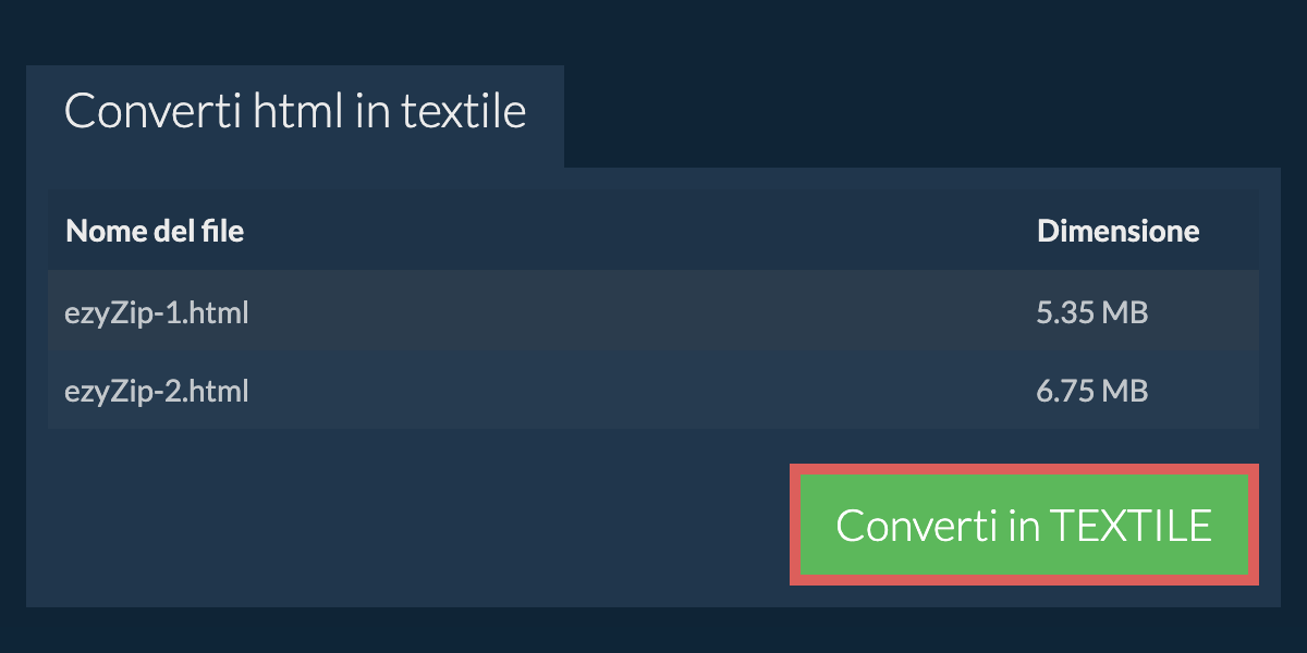 Converti in TEXTILE