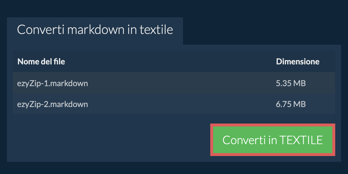 Converti in TEXTILE