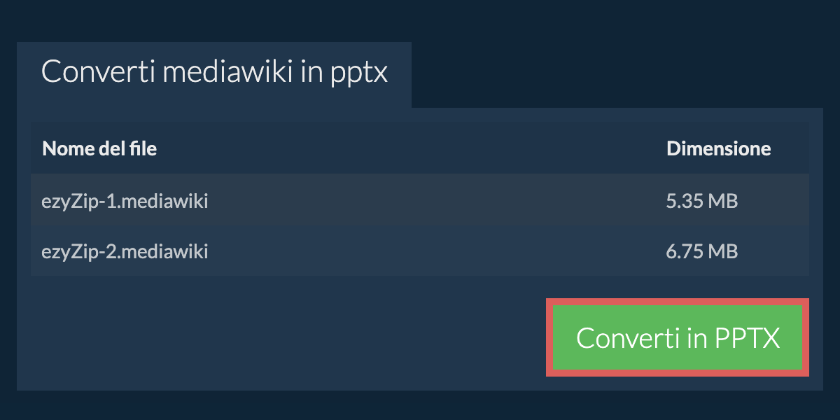 Converti in PPTX