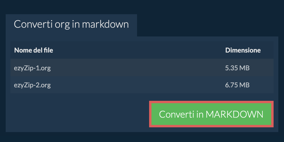 Converti in MARKDOWN