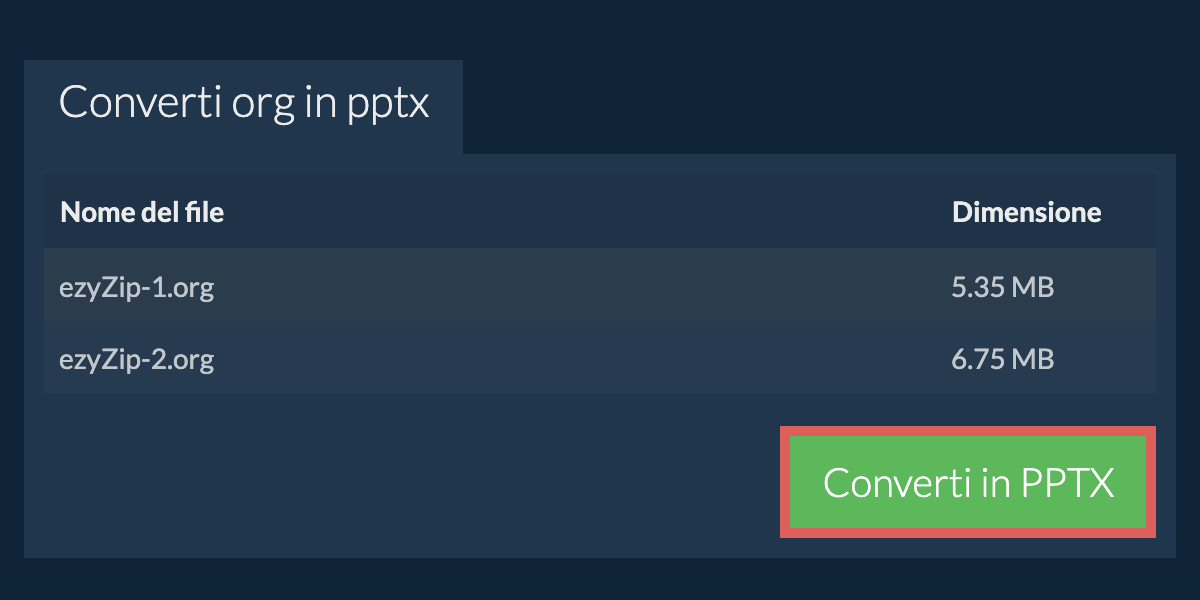 Converti in PPTX