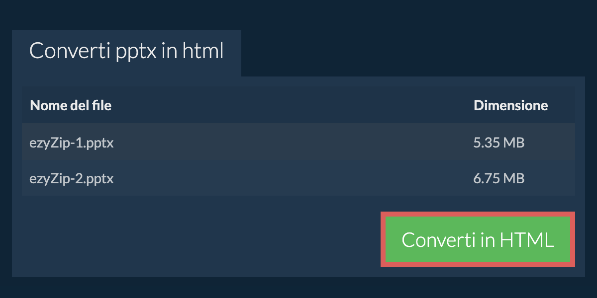 Converti in HTML