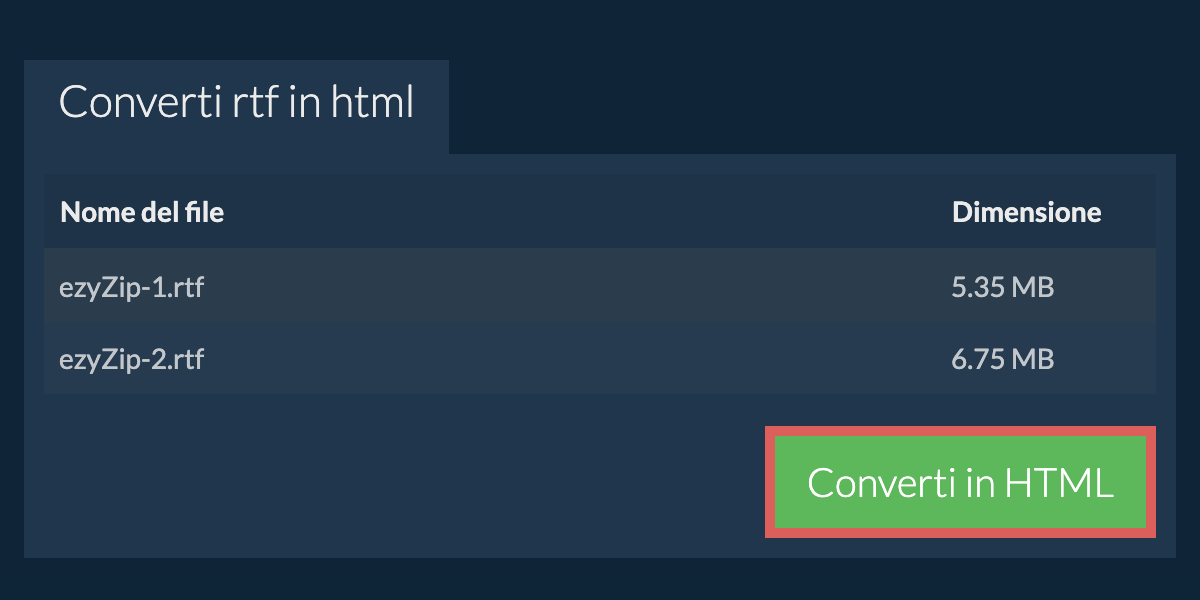 Converti in HTML