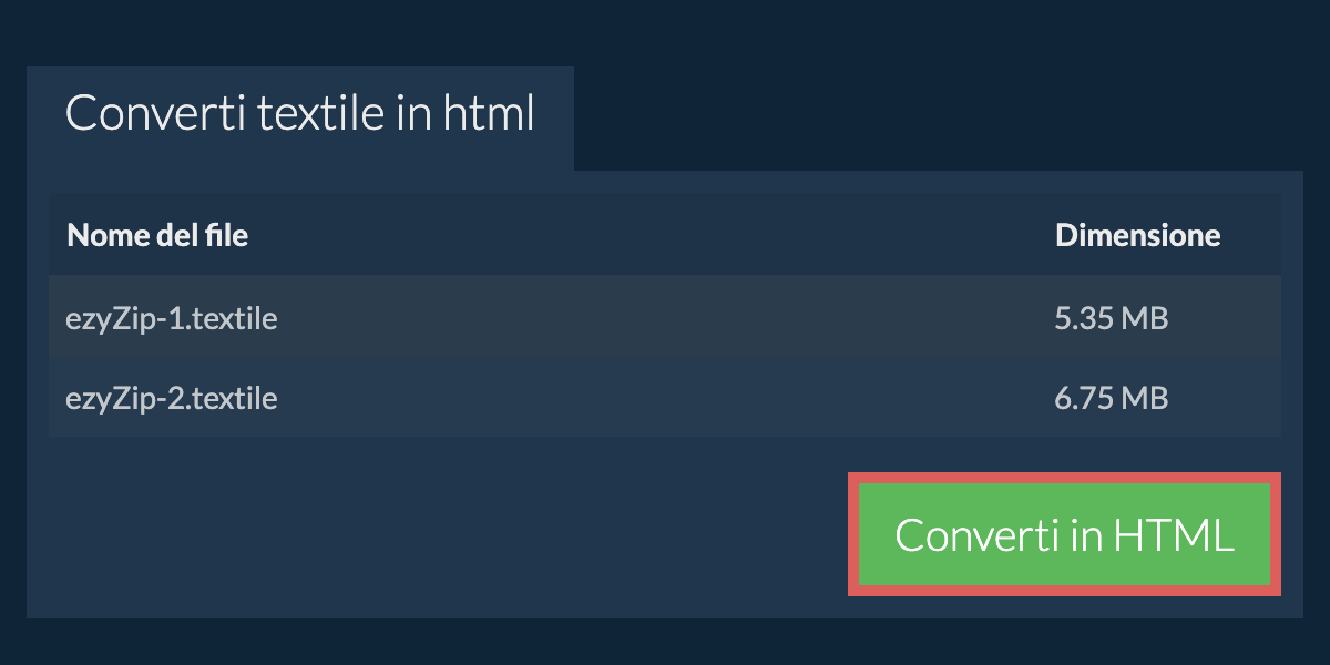 Converti in HTML