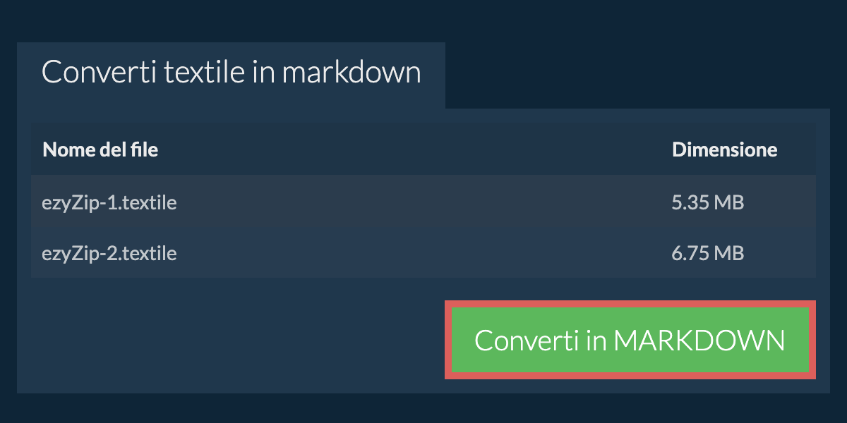 Converti in MARKDOWN