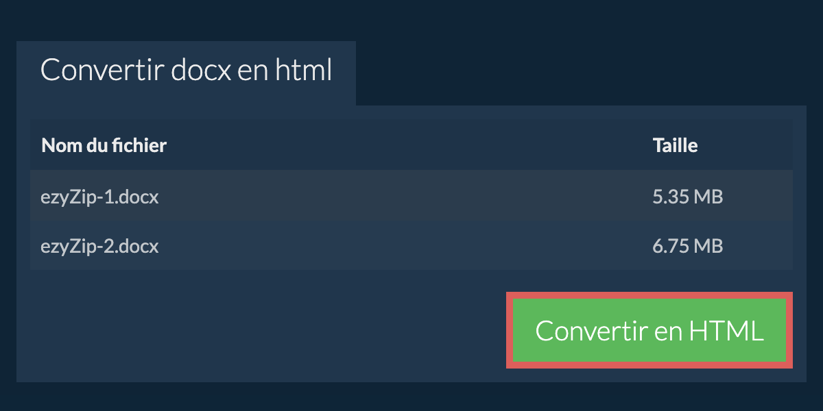 Convertir en HTML
