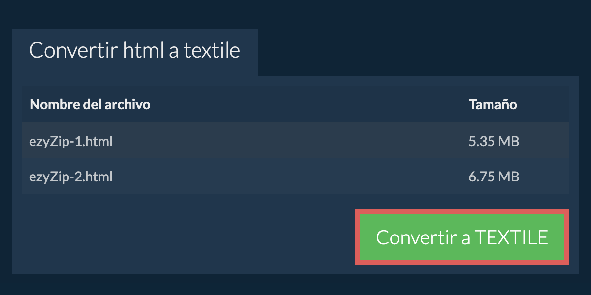 Convertir a TEXTILE