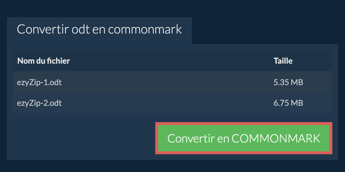 Convertir en COMMONMARK