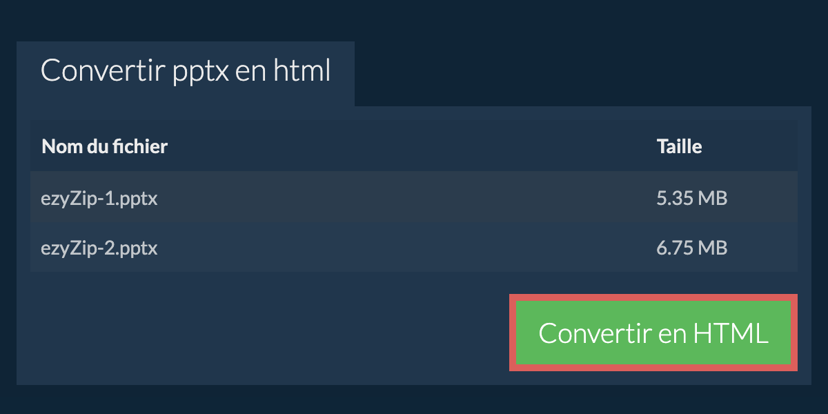 Convertir en HTML