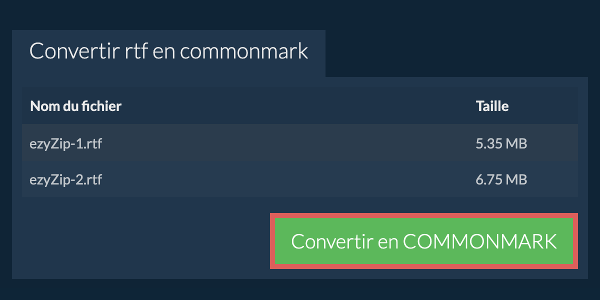 Convertir en COMMONMARK