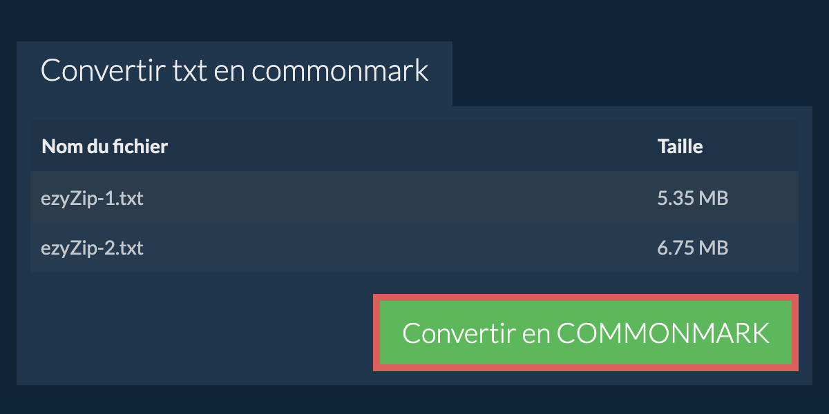 Convertir en COMMONMARK