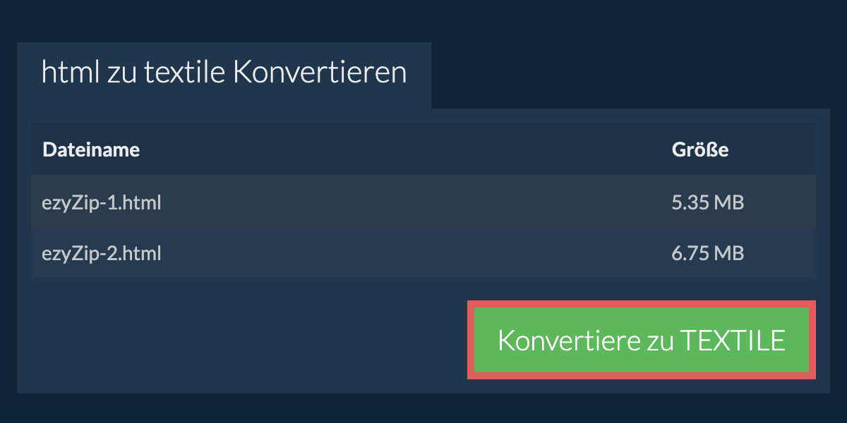 In TEXTILE konvertieren
