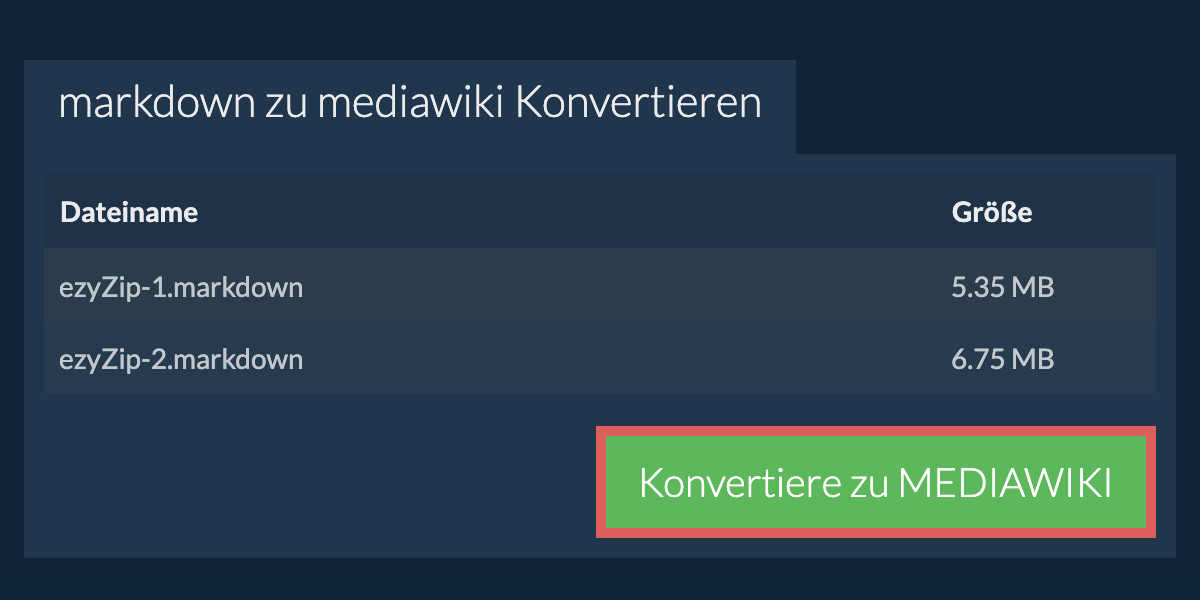 In MEDIAWIKI konvertieren