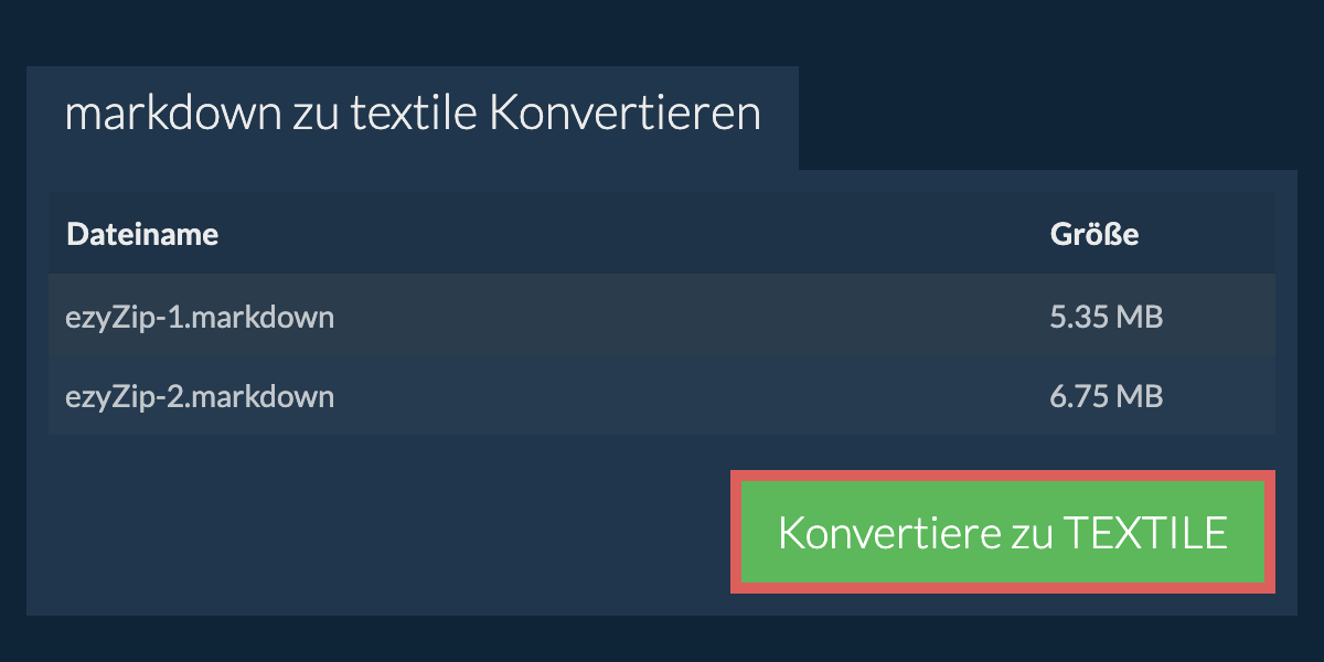 In TEXTILE konvertieren
