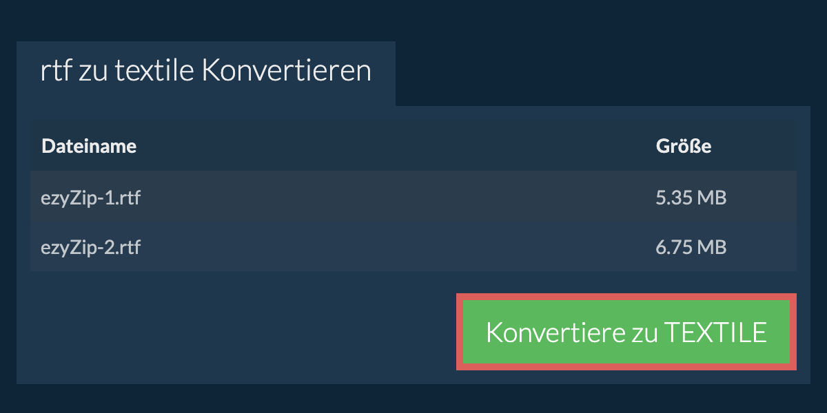 In TEXTILE konvertieren