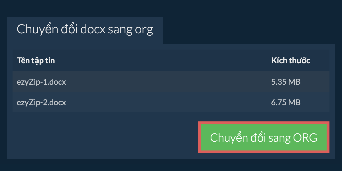 Chuyển đổi thành ORG