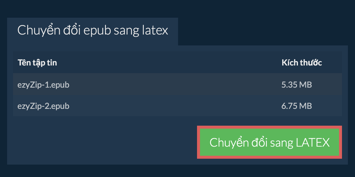 Chuyển đổi thành LATEX