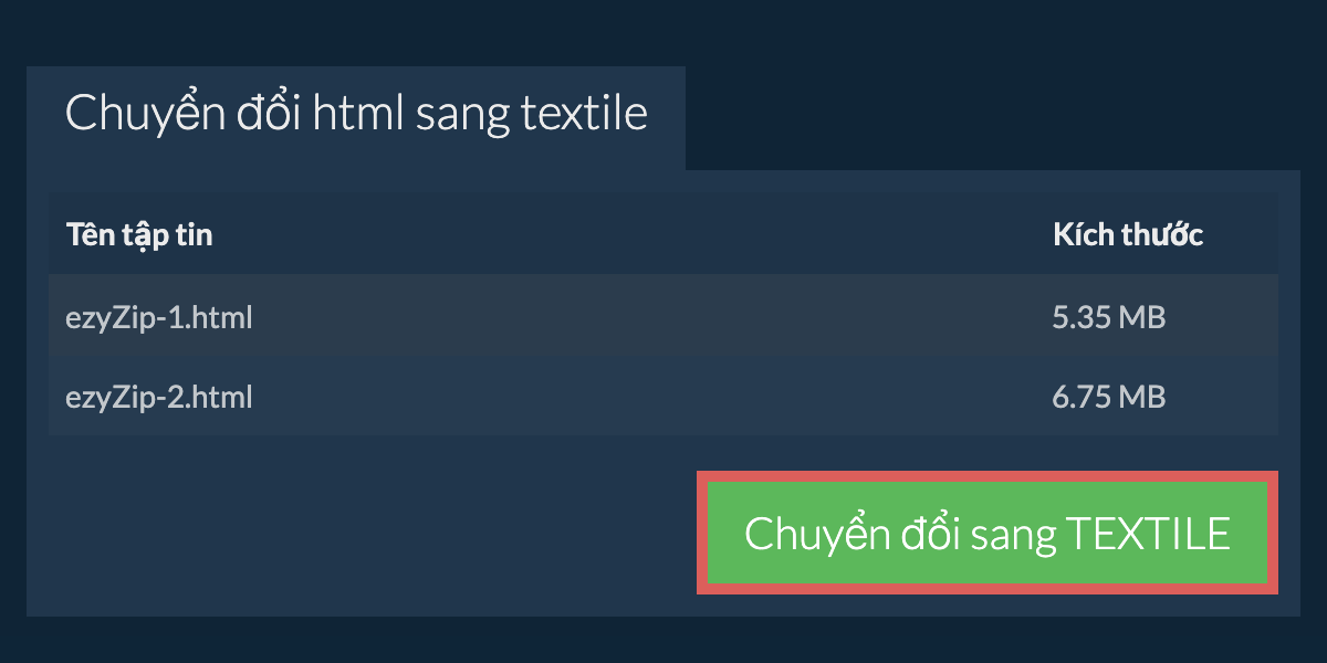 Chuyển đổi thành TEXTILE