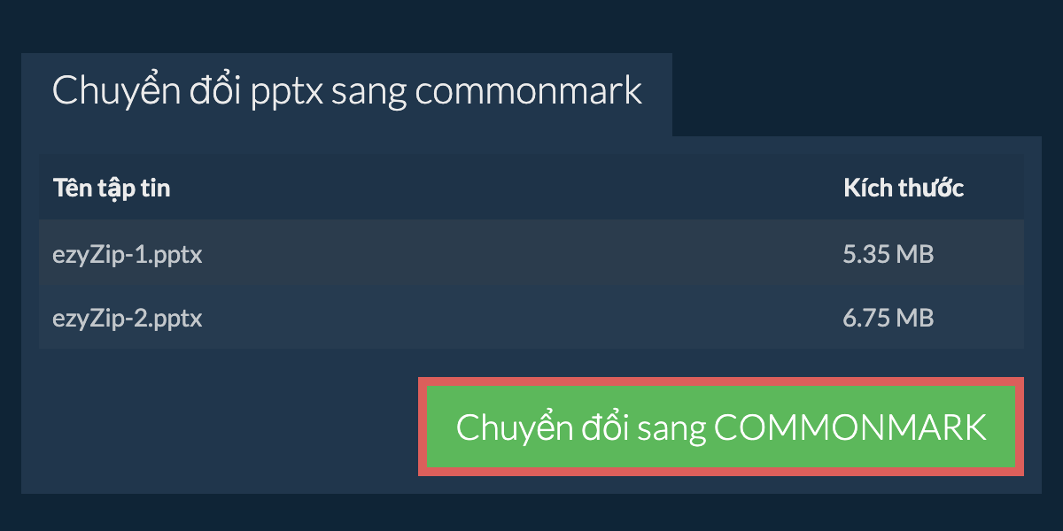 Chuyển đổi thành COMMONMARK