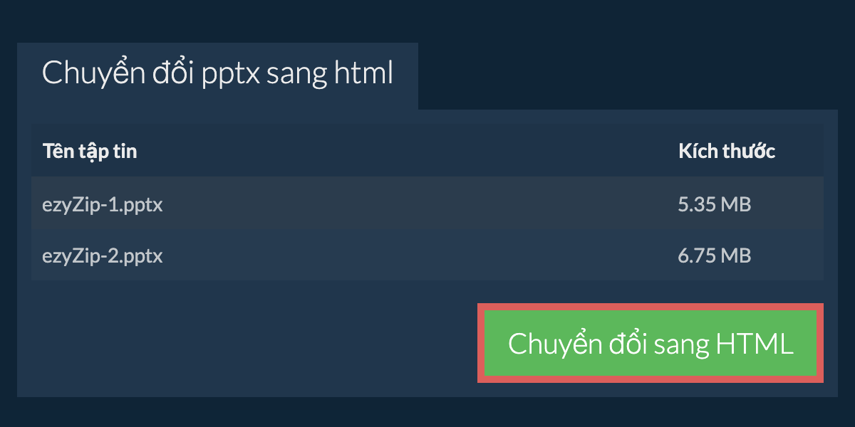 Chuyển đổi thành HTML