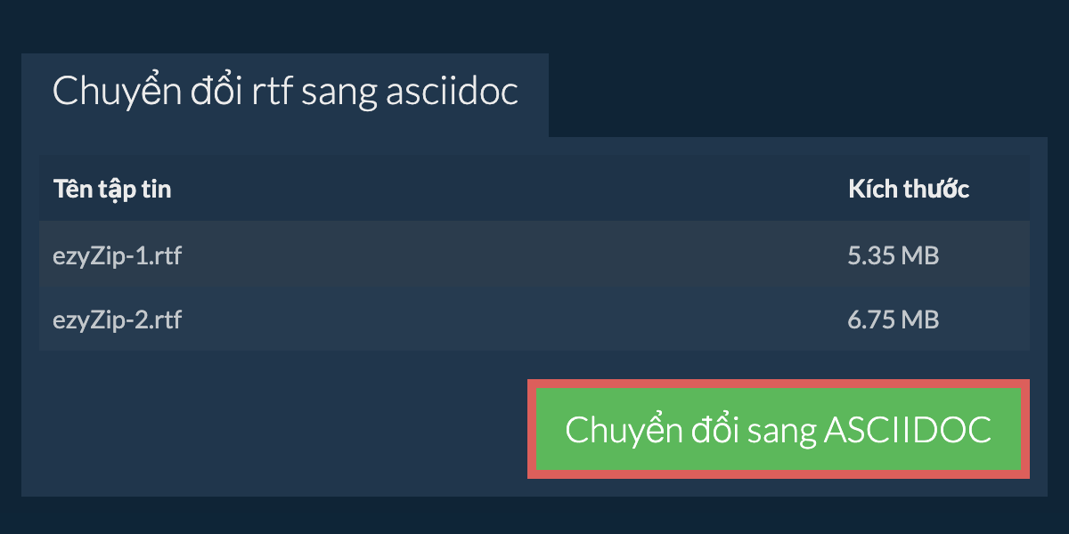 Chuyển đổi thành ASCIIDOC