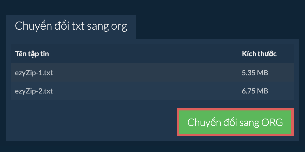 Chuyển đổi thành ORG