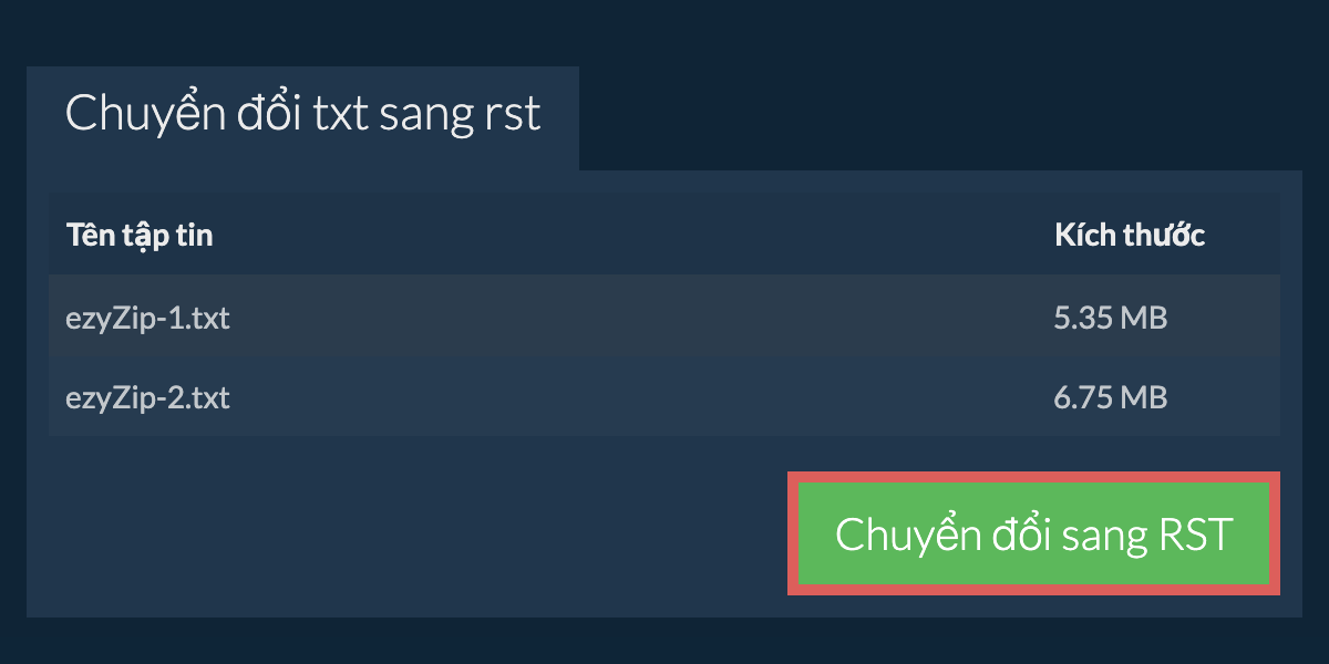 Chuyển đổi thành RST