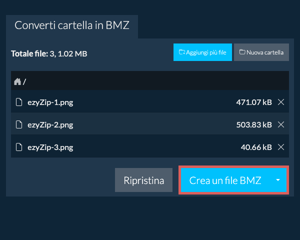 Avvia conversione della cartella
