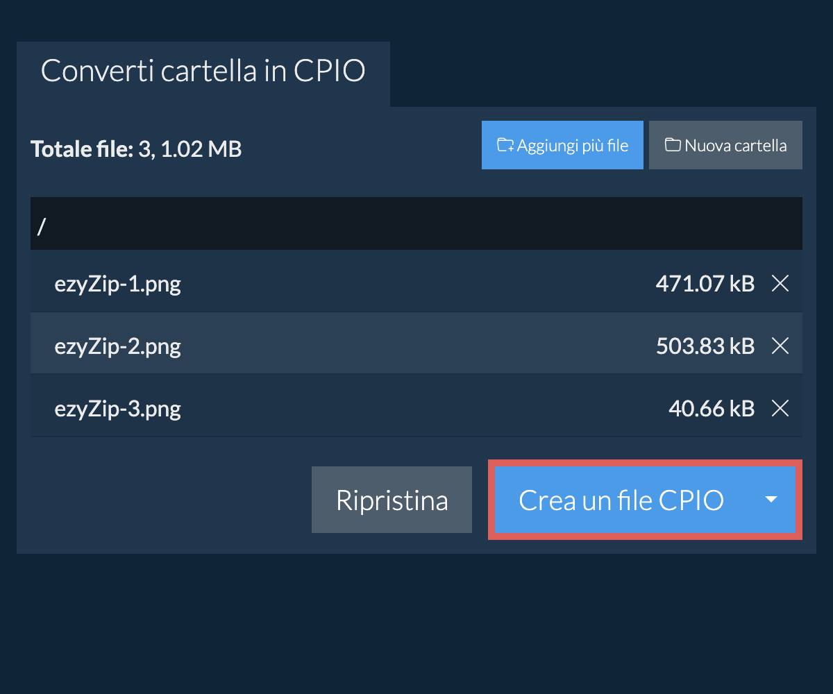 Avvia conversione della cartella