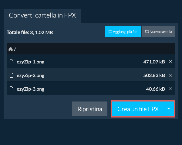 Avvia conversione della cartella