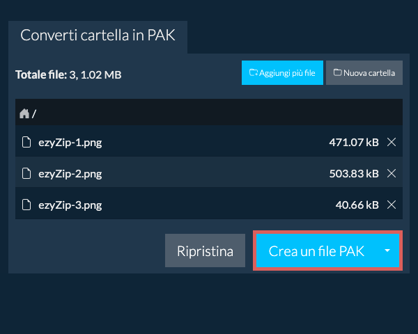 Avvia conversione della cartella