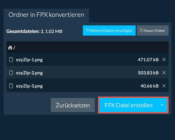 Ordnerkonvertierung starten