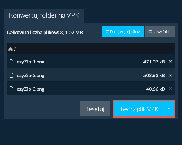 Rozpocznij konwersję folderu