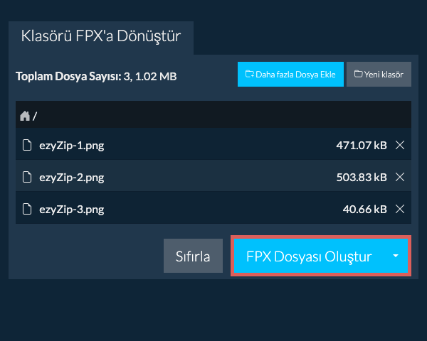 Klasör dönüştürmeyi başlat