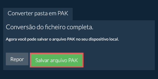 Salvar pasta convertida Salvar pasta convertida