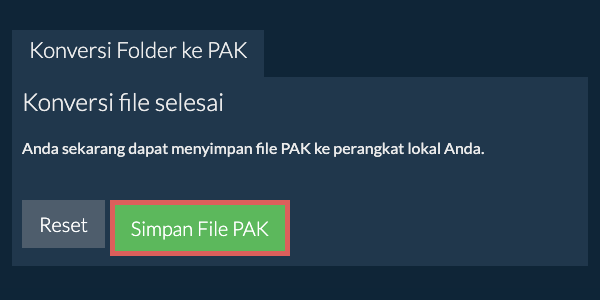 Simpan folder yang telah dikonversi Simpan folder yang telah dikonversi