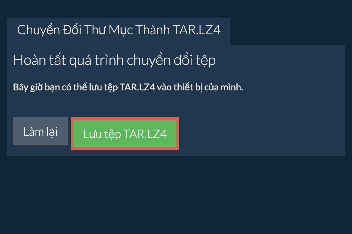 Lưu thư mục đã chuyển đổi