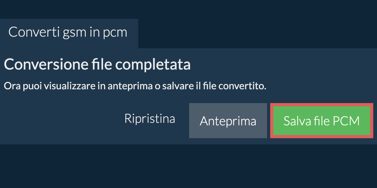 Converti in PCM